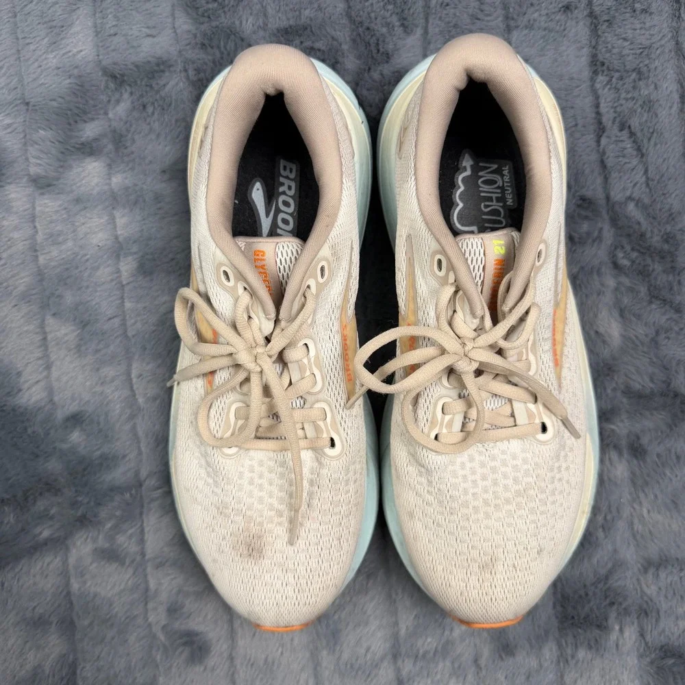 Brooks Glycerin 21 Running Shoes Womens 9.5 Beige Blue DNA LOFT v3 1204081B195
